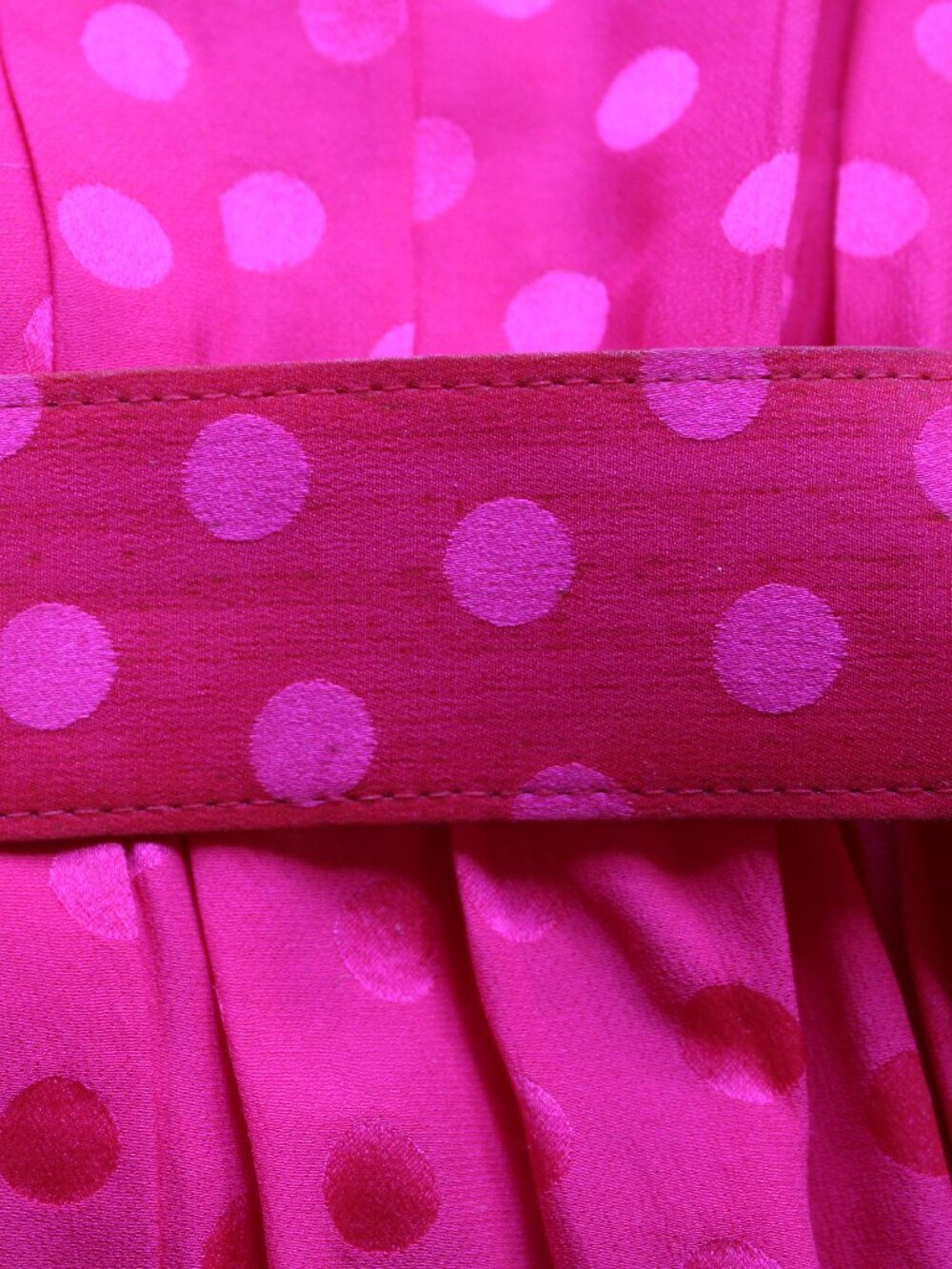 Vintage Liz Claiborne 100% Silk Hot Pink Polka-Dot Long Sleeve Midi Dress - Picture 16 of 16
